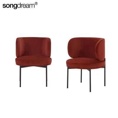 Strong Bearing Capacity Woodden Base Upholstered High Density Foam Dining Chair with Fabric Cover