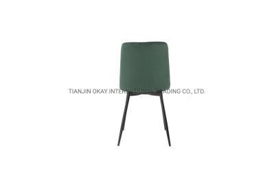 Modern Style Colorful Fabrics Chair with Metal Leg High Back Quality Velvet Dining Chair