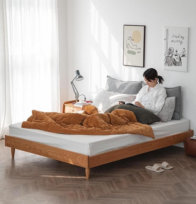 Wholesale Home Furniture Supplier Villa Modern Bedroom Wooden Fabric Bed King Queen Double Single Size Luxury Wooden Headboard Bed for 5 Star Hotel Room