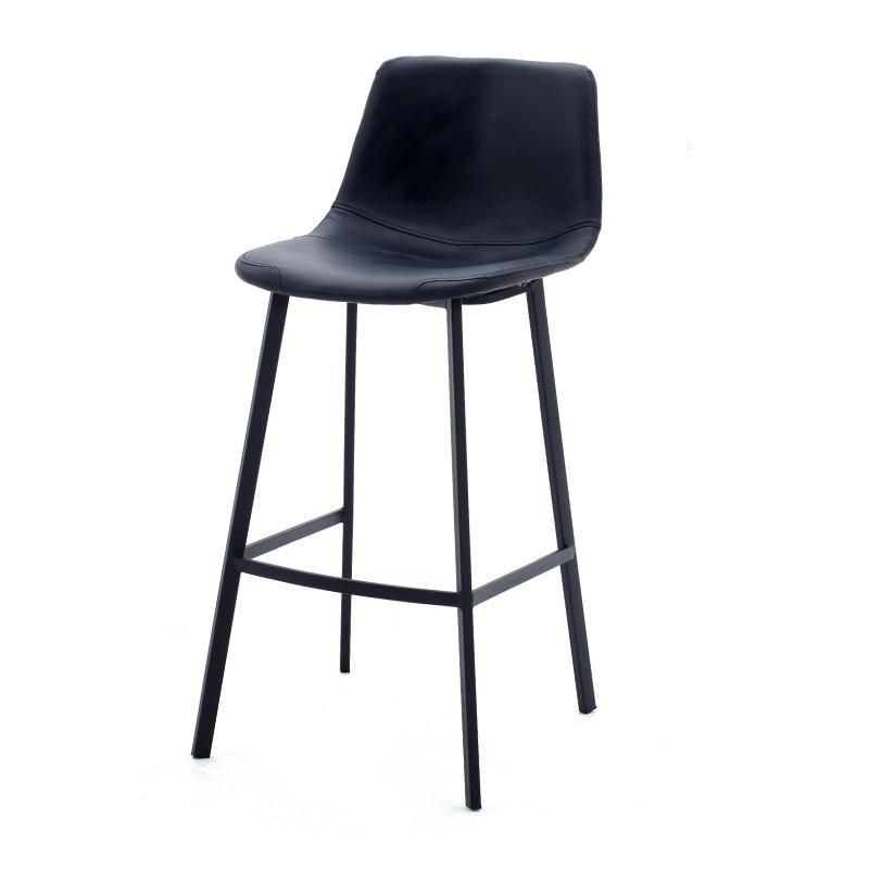 New Design Home Furniture Bar Stool High Chair PU Leather Modern Metal Leg Kitchen Bar Chair with Footrest