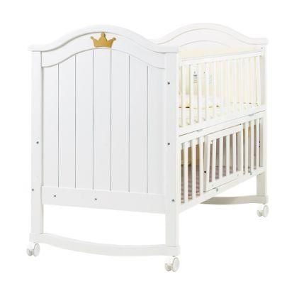 Factory Direct Sale New Zealand Pine Baby Crib Extension Wooden Child Bed for Sale