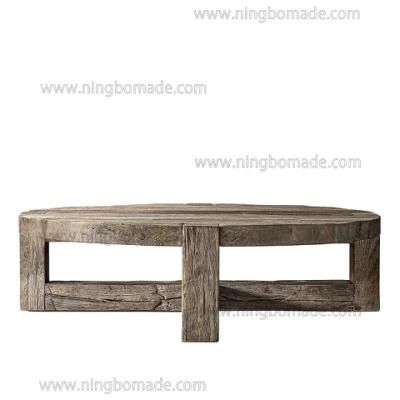Rough-Hewn Planks Furniture Rustic Nature Reclaimed Oak Round Coffee Table