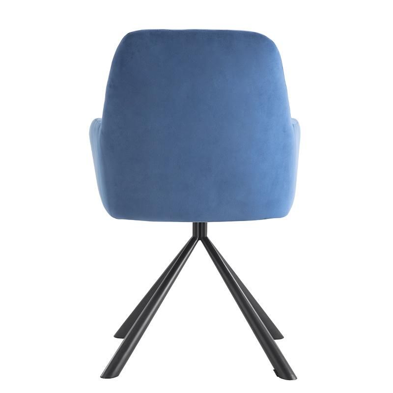 Velvet Dining Restaurant Chair Puffy Lacy Hebei Velvet Blue Dining Chair New Design