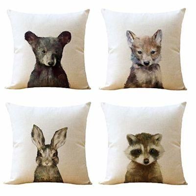 Animal Bird Rabbit Beer Printing Cushion on Sofa Linen Fabric