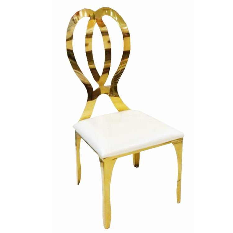 Modern Style Gold Stainless Steel Wedding Furniture Leather Dining Chair