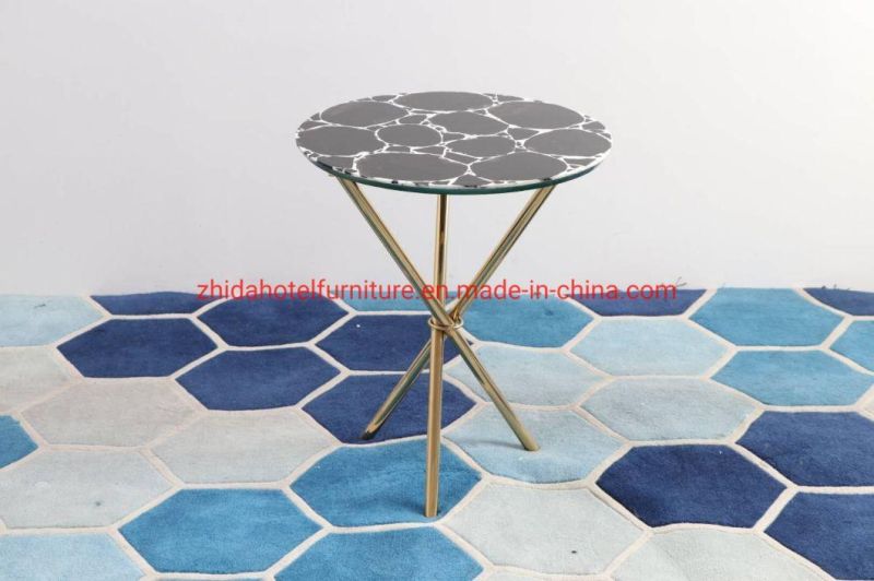 Leisure Home Furniture Living Room Round Marble Top Stainless Steel Center Table Coffee Shop Hotel Side End Tea Table