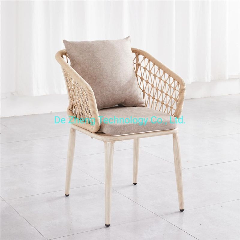 Indoor and Outdoor Modern Furniture Design Leisure Rope Arm Aluminum Cafe Furniture House Aluminum Rope Restaurant Furniture