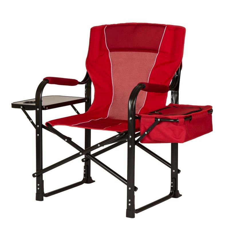 Stability Aluminum Frame Director Chair, Deluxe Tall Folding Director Chair with Cooler Storage and Side Table