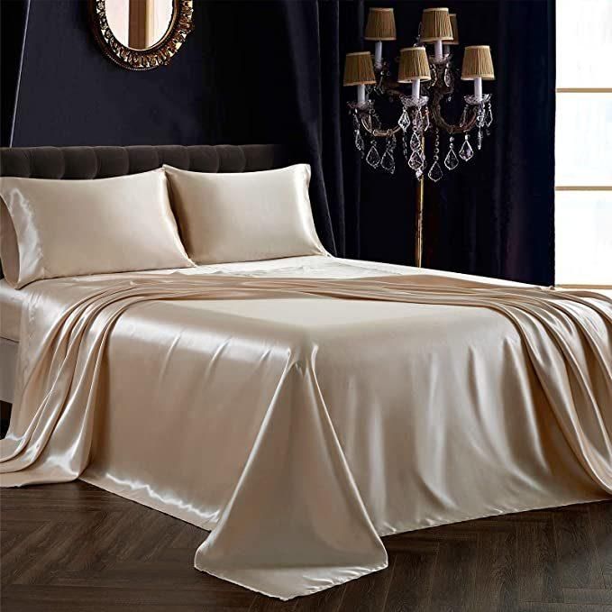 Deep Pocket Fitted Sheet Satin Sheets King Size Bed Set Satin Sheet Set