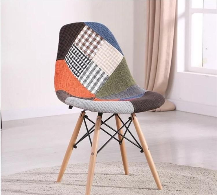 Best Seller Chaise Salle a Manger Nordic Antique Patchwork Living Room Furniture Wooden Leg Fabric Dining Chair