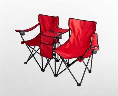 Silla Plegable Folding Cheap Portable Foldable Double Beach Camping Chair with Umbrella and Cooler Bag