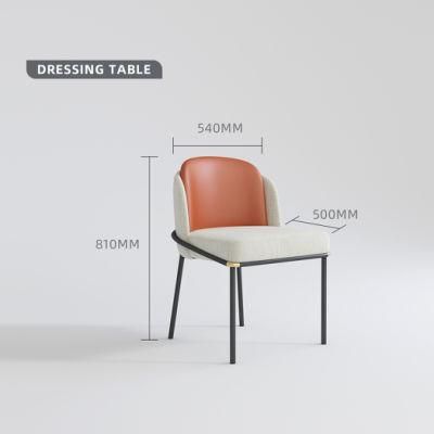 Luxury Hotel/Home Rectangle Marble Dining Table Steel Leather Chairs with Meta Legs