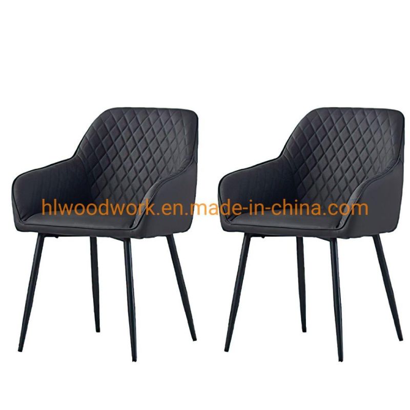 Modern Design Hotel Coffee Velvet Fabric Armchair Black Metal Legs Comfortable Dining Chair Metal Hotel Home Restaurant Office Modern Furniture Dining Chair