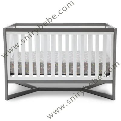 Solid Wooden Baby Crib Brown Firm Baby Bed Customizable Baby Cot with Mosquito Net
