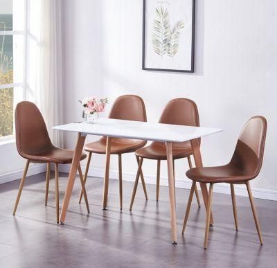 Modern Velvet Upholstered Brass Metal Legs Dining Chair