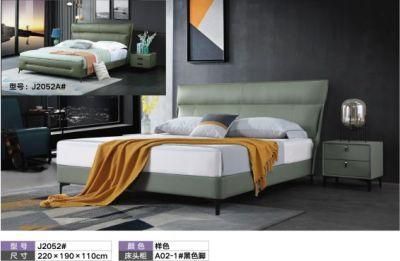 Wholesale Modern Wooden Home Hotel Bedroom Furniture Bedroom Set Wall Sofa Double Bed Leather King Bed (UL-BEJ2009)