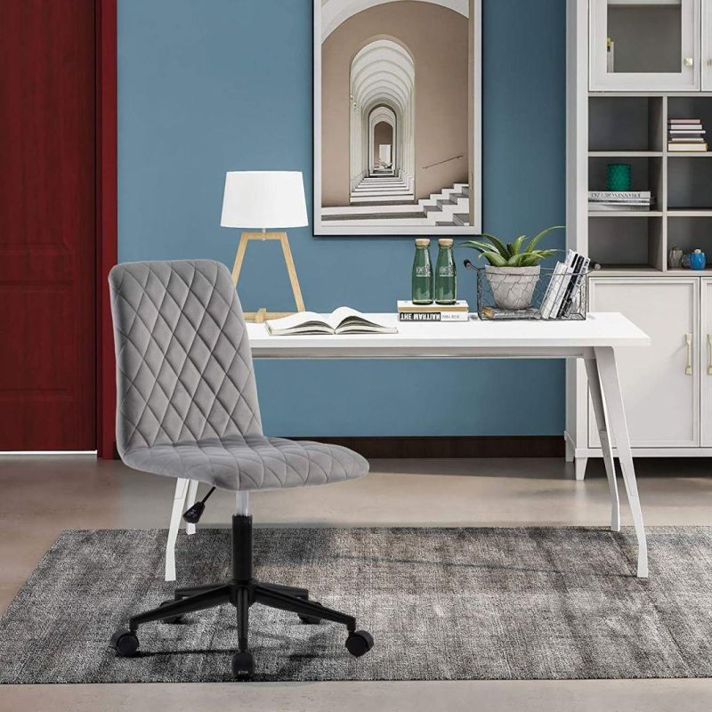 Velvet Fabric Swivel Adjustable Height Office Chair for Home Use