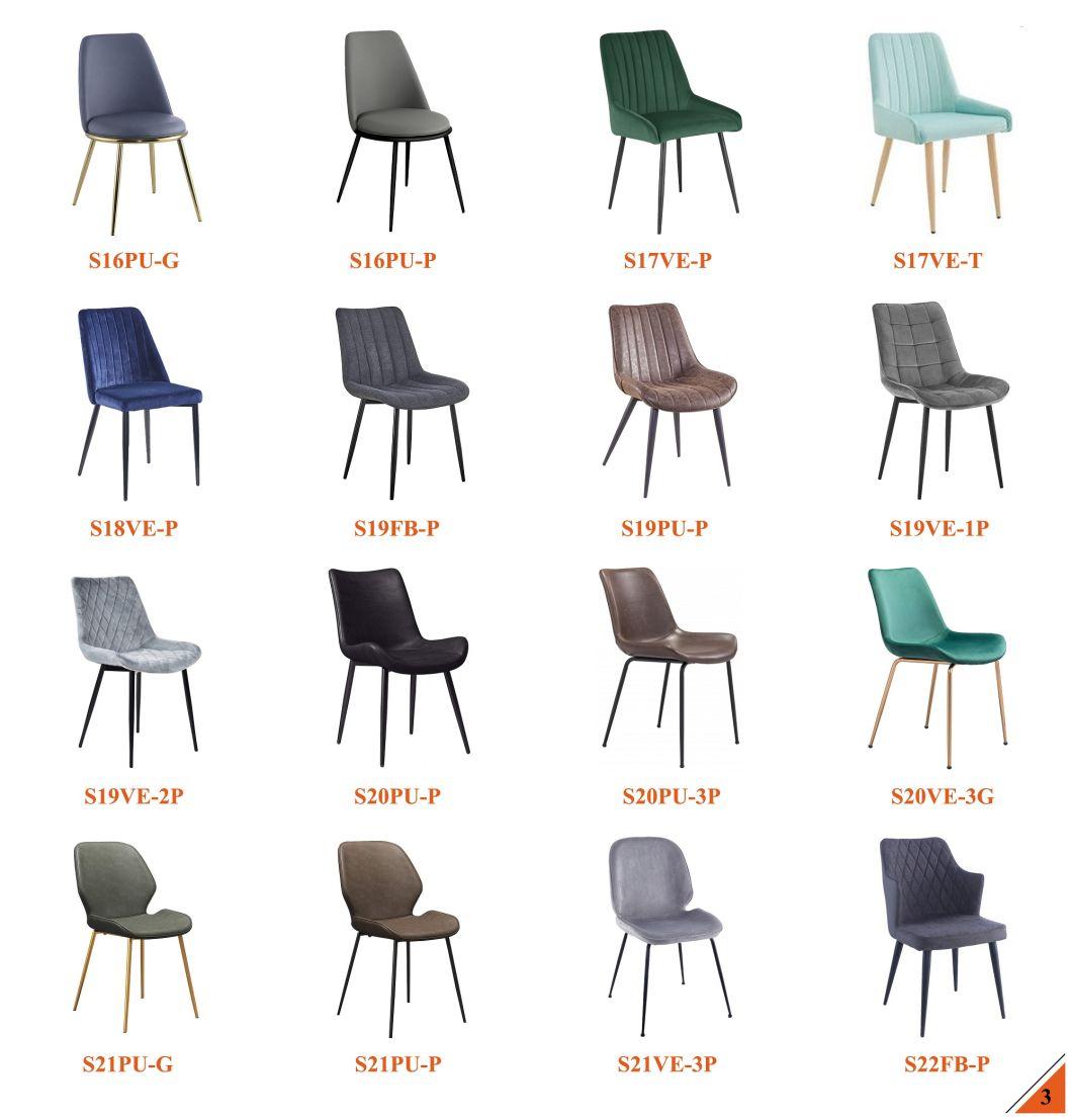 Factory Outlet Arm Modern Upholstered PU Faux Gray Seat Leather Dining Chair for Dining Room