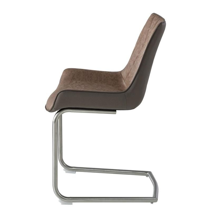 Wholesale Fabric Chrome Legs Dining Room Modern Brown Patchwork Chair