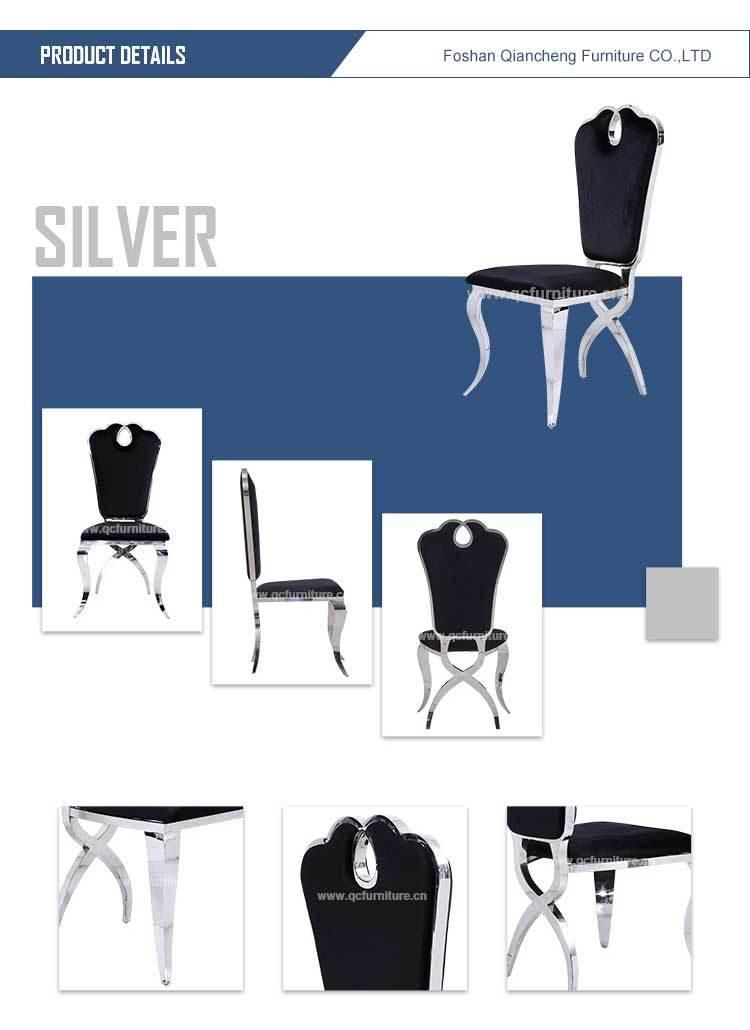 Silver Steel Frame White Home Furniture Dining Chairs