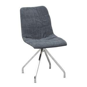 Cheap Price Hot Sale Home Furniture Modern Gray Fabric Dining Chair with Metal Chrome Legs