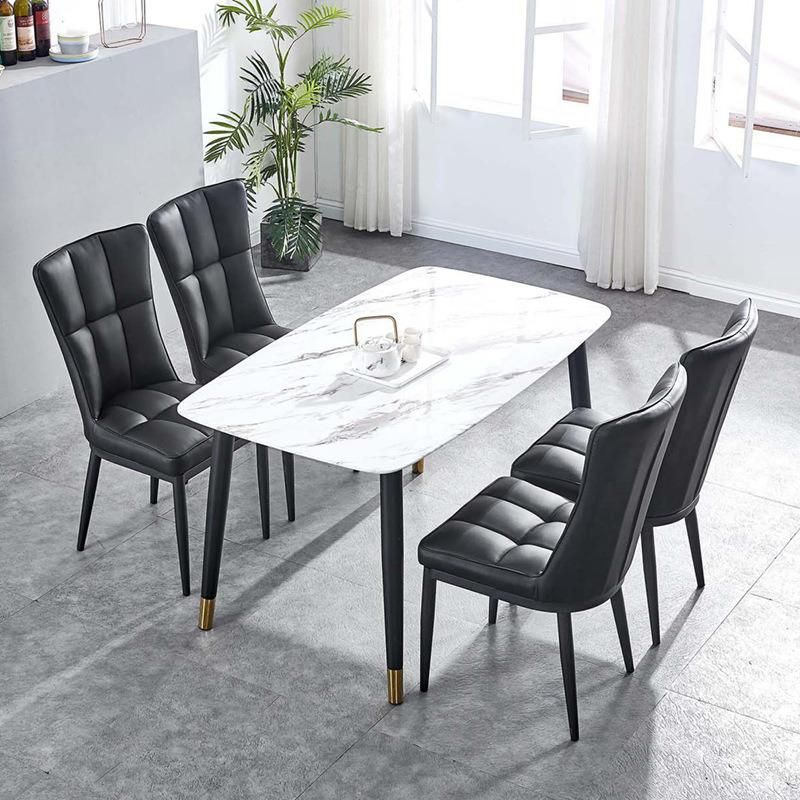 Modern Nodic Dining Chairs Set 4 Upholstery Dining Chair Marble Table and Chairs for Dining Room