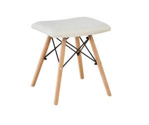 Chinese Factory Good Price Modern Dining Stools with Fabric Seat and Wood Legs