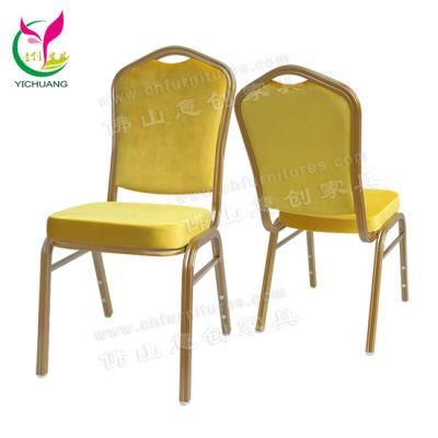 Yc-Zg30-01 Morden Yellow Fabric Gold Frame Hotel Banquet Chair