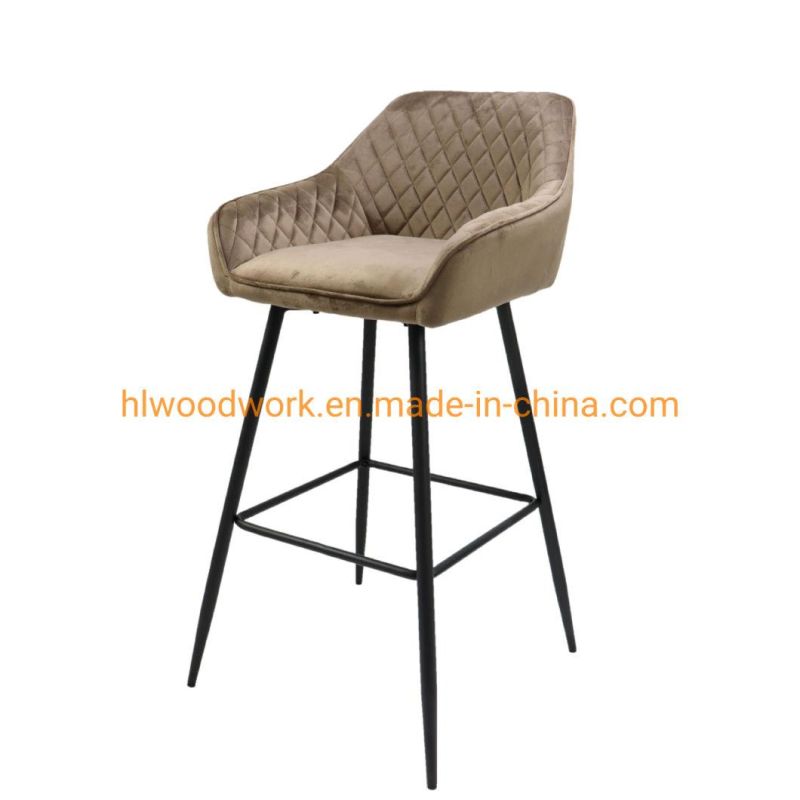 Modern High Quality Commercial Furniture Fabric Bar Stools/Barstool/High Bar Dining Chair Fabric Modern Bar Char, Metal Bar Chair
