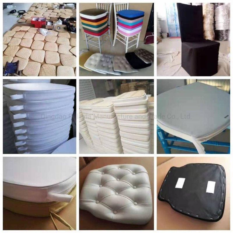 Whole Button Seat Cushion Plywood Pad for Wedding Chairs Vinyl Leather Cushion Button Decorative Seat Cushion