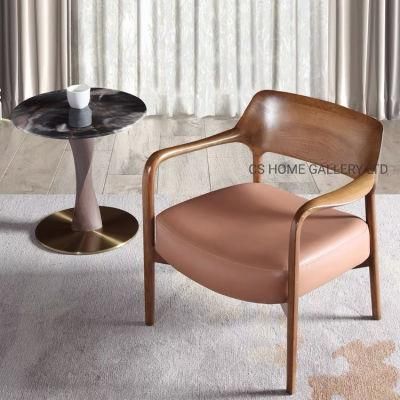 Wooden Furniture Factory Modern PVC Fabric Hotel Living Dining Leisure Chair Arm Chair