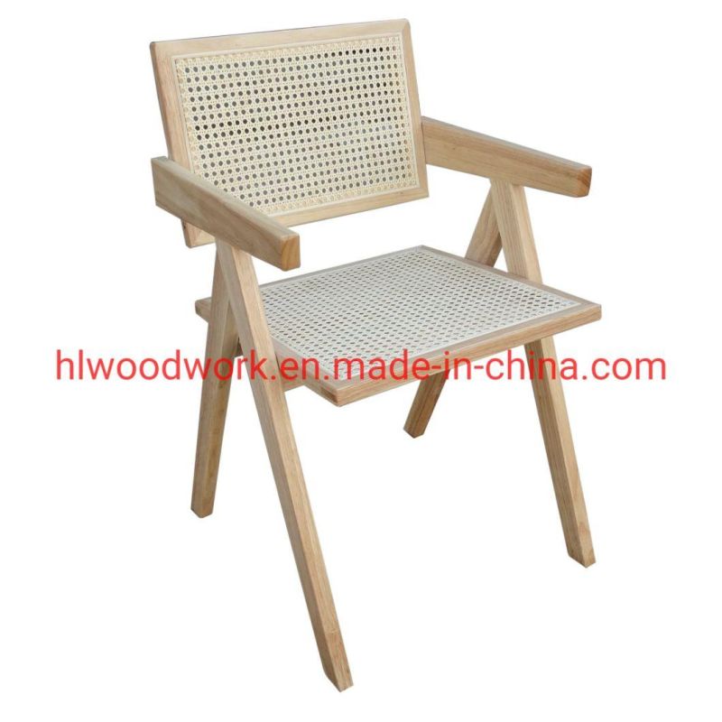 Natural Color Rattan Chair Ash Wood Frame Dining Chair