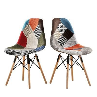 Dining Room Furniture Nordic Restaurant Dining Chairs Upholstery Arm Modern Fabric Dining Chair Patchwork Leisure Chair