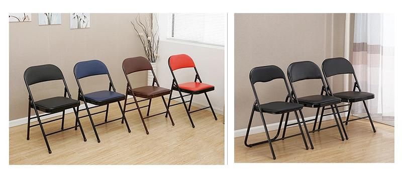 Wholesale Outdoor Meeting Room Living Room Office Furniture PU Seat Folding Chair with Metal Legs