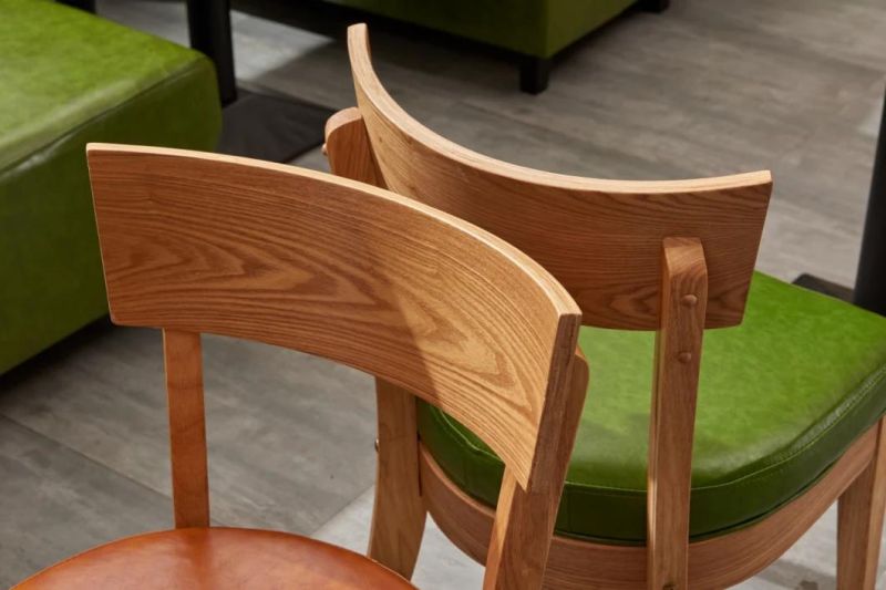 Wholesale Wooden Dining Chair Solid Wood with PU Leather Chair for Coffee Shop Restaurant