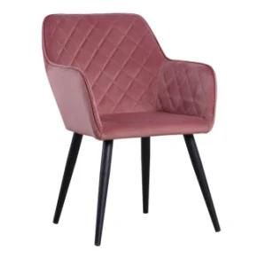 Hotsale New Design Velvet Fabric Upholstered Arm Dining Chair for Rental