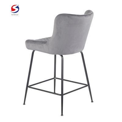 Office Furniture Fabric Velvet Seat Custom Modern Style Coffee Restaurant Stool Bar Chair