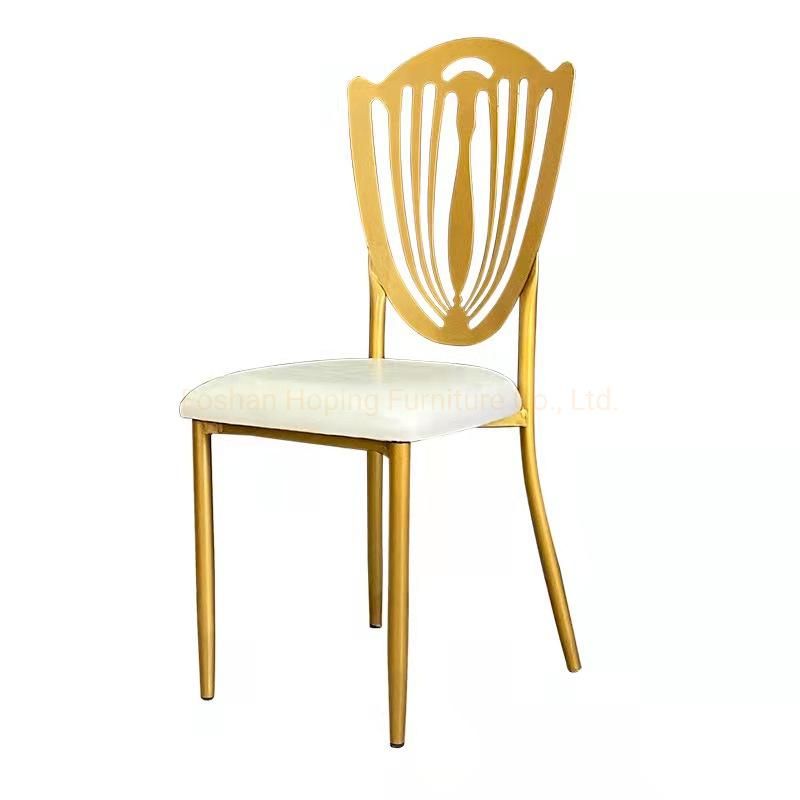 Chrome Electroplate Napoleon Event Wedding Hotel Golden Outdoor Banquet Stool White PP Plastic Chair Dining Furniture Restaurant Dining Chair for Dining Room