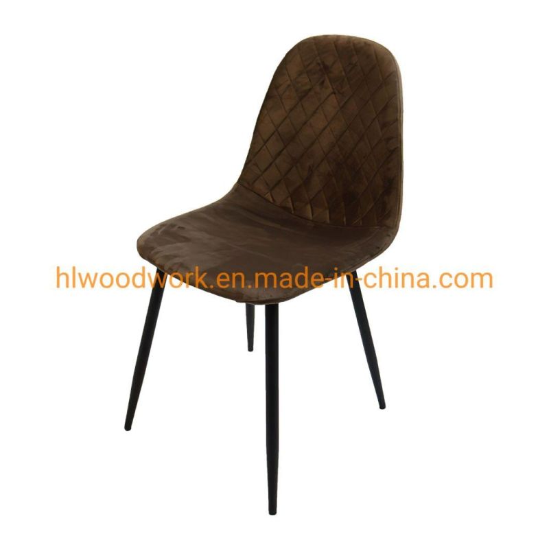 Modern Dining Room Chair Furniture Custom Color Antique Yellow Velvet Fabric Dining Chairs Black Metal Leg Dining Room Chair for Home Furniture Dining Chair