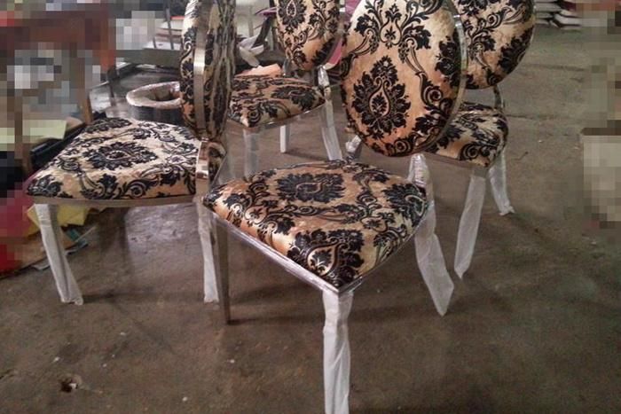 New Style Low Price White Leather Gold Stainless Steel Chair, Wholesale Wedding and Event Chairs