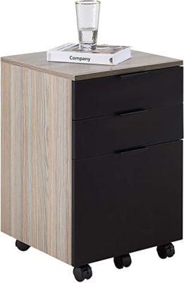 3 Drawer Rolling Wood File Cabinet with Wheels, Home Office Portable Vertical Mobile Wooden Storage Filing Cabinet