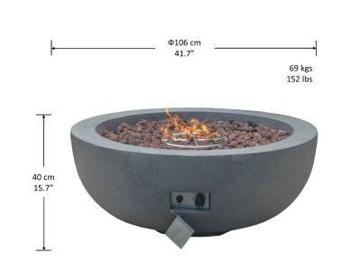 Natural Gas Round Gfrc Gas Fire Pits Morden Style Coffee Table Light Grey Smooth Surface