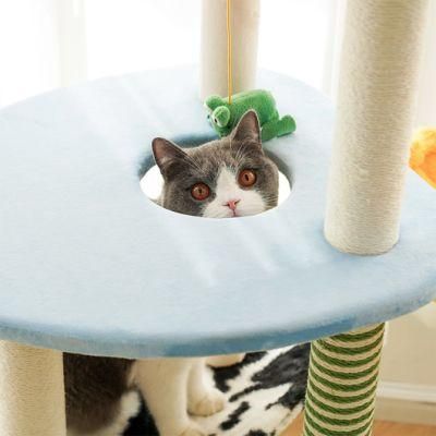 Wooden Pet Supplier Furniture Toys Cat Scratcher Tree Indoor Cat Home Furniture with Hammock