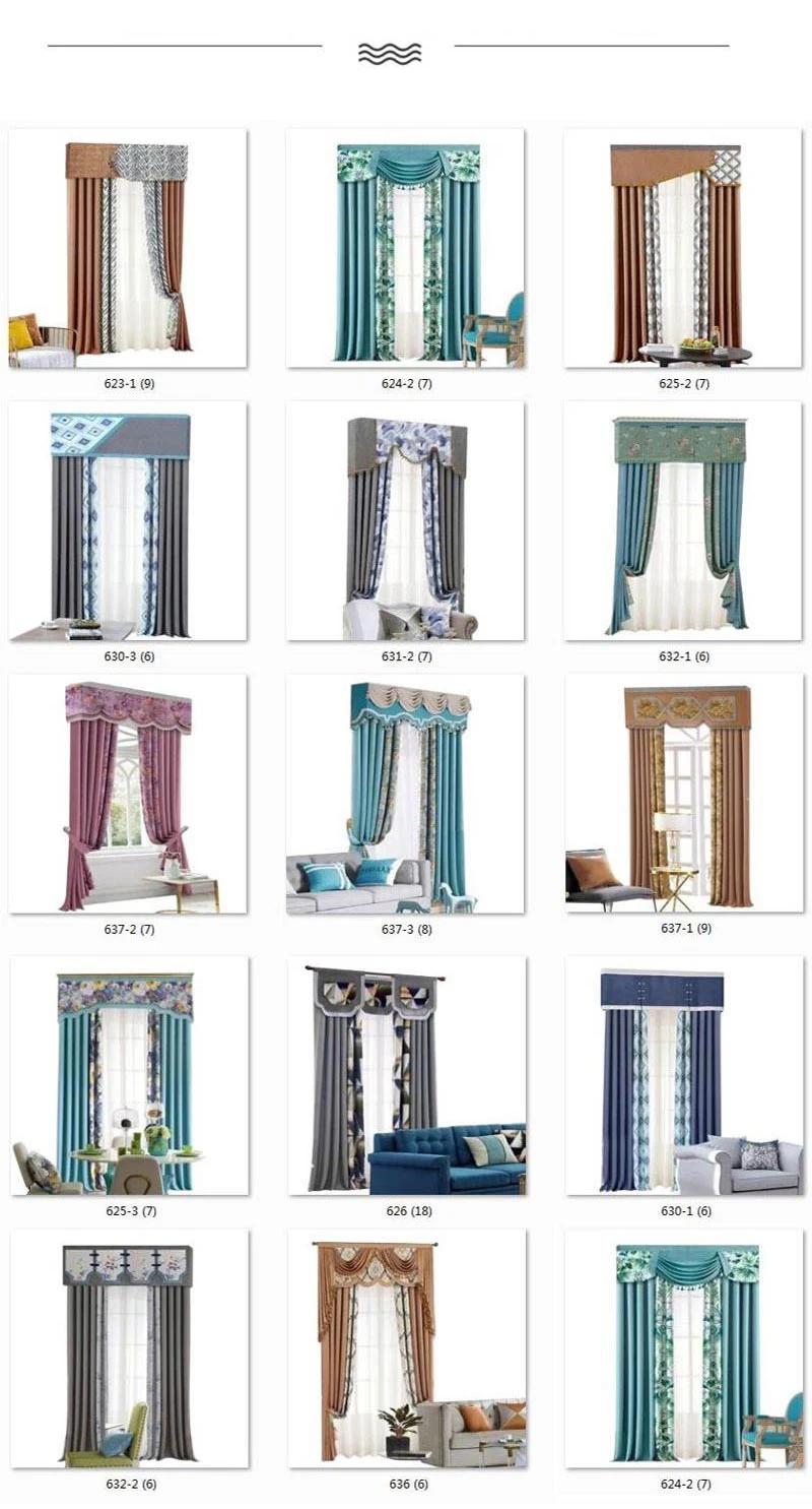 Made in China Hot Sale Blue Elegant Design European Style Curtain Fabric