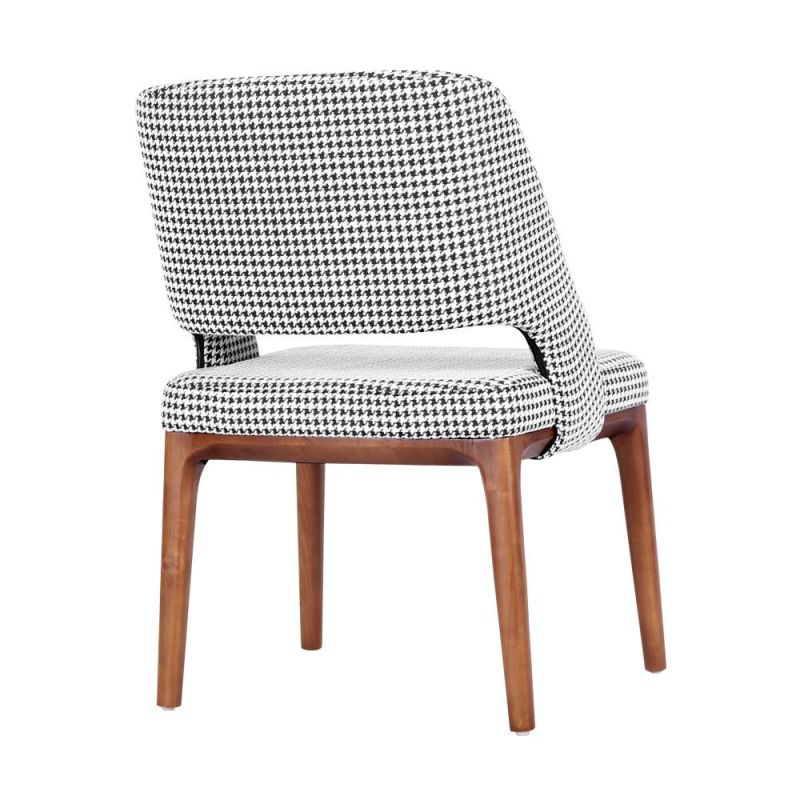 Stripe Grey Fabric Frame with Wooden Legs Dining Chair for Restaurant Use