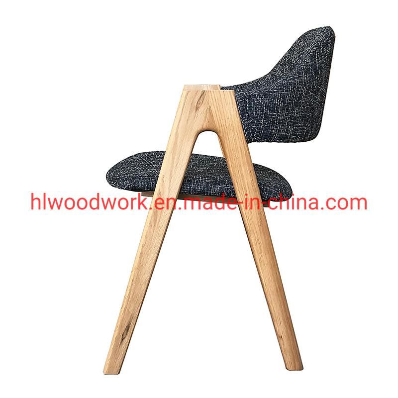 Resteraunt Furniture Oak Wood Tai Chair Oak Wood Frame Natural Color White Fabric Cushion and Back Dining Chair Coffee Shop Chair