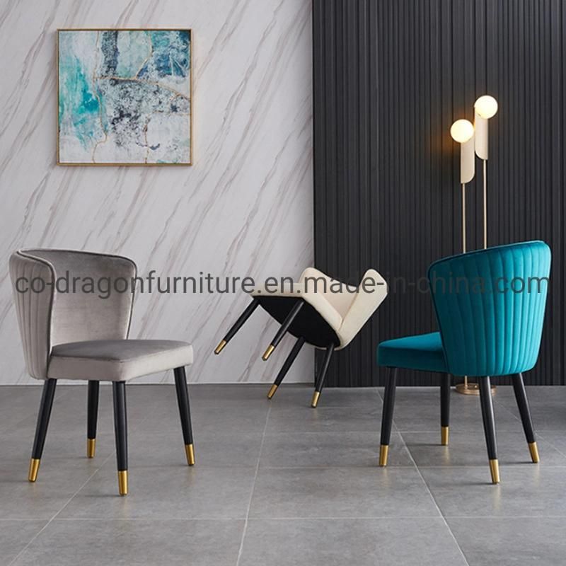 Hot Sale Europe Style Metal Legs Fabric Leather Dining Chair