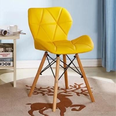 French Style Coffee Shop Modern Comfort Soft PU Leather Dining Chair with Wood Leg