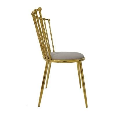 Wholesale Dining Furniture PVC Chair Gold Chrome Iron Legs Dining Chair