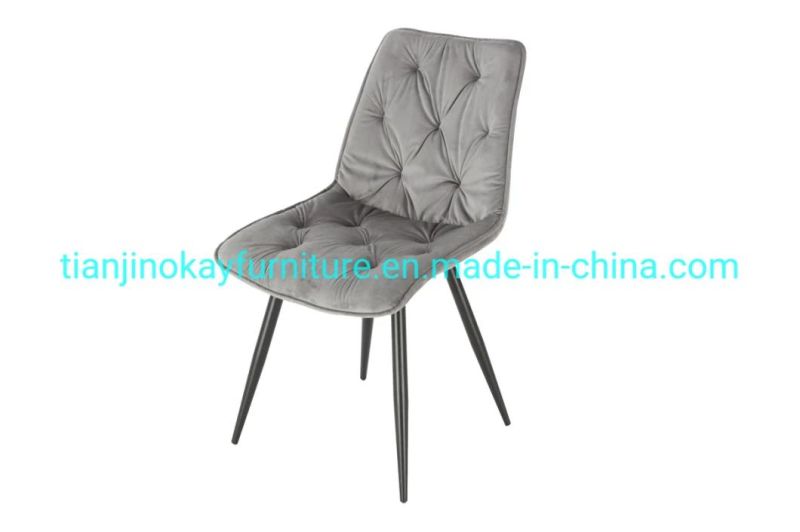 Nordic Luxury Restaurant Home Kitchen Sillas Upholstery Soft Fabric High Back Modern Grey Velvet Dining Chair for Dining Room